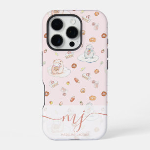Funda Para iPhone 16 Pro Oveja y pingüino de sueños dulces Postre rosa pa