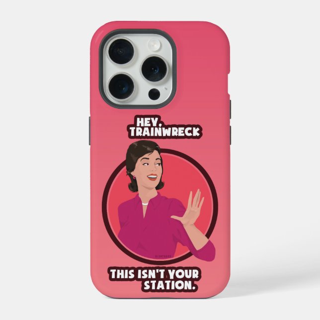 Funda Para iPhone ¡Oye, Trainwreck! Fondo de degradado rosado. (Reverso )