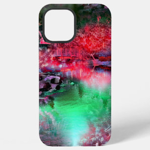 Funda Para iPhone 12 Pro Max Paisaje coloreado y texturizado en rojo y verde th