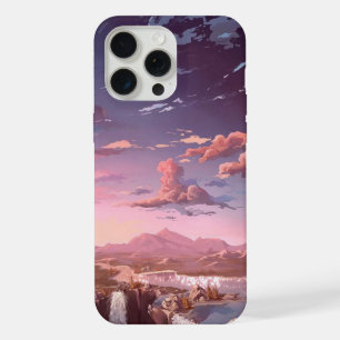 Paisaje de puesta de sol estético de anime con cas