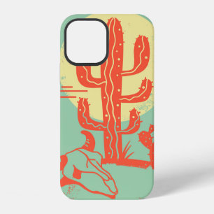 Funda Para iPhone 12 Paisaje del desierto con Cactus y cráneo de vaca. 