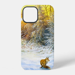 Funda Para iPhone 12 Paisaje invernal con un zorro en una pendiente
