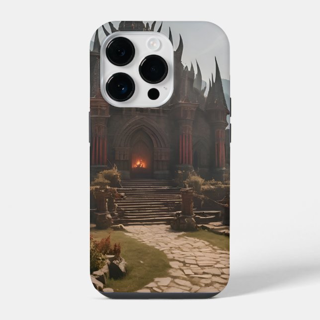 Funda Para iPhone Paisaje montañoso del castillo medieval (Reverso )
