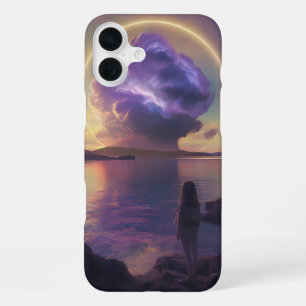 Funda Para iPhone 16 Plus "Paisaje surrealista impresionante con naranja ard