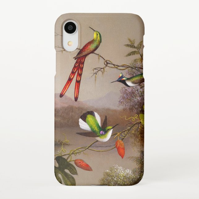 Funda Para iPhone Paisaje tropical con 10 Hummingbirds Heade (Reverso)