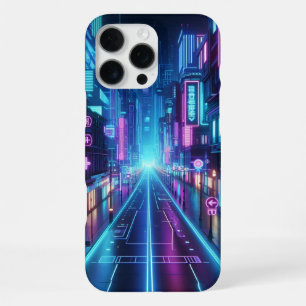 Funda Para iPhone 16 Pro Max paisaje urbano futurista de neón