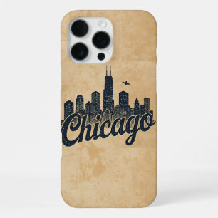 Funda Para iPhone 16 Pro Max Paisaje urbano vintage de Chicago Illinois Viaje R