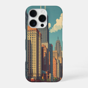 Funda Para iPhone 16 Pro Paisaje urbano vintage de Chicago Illinois Viaje R