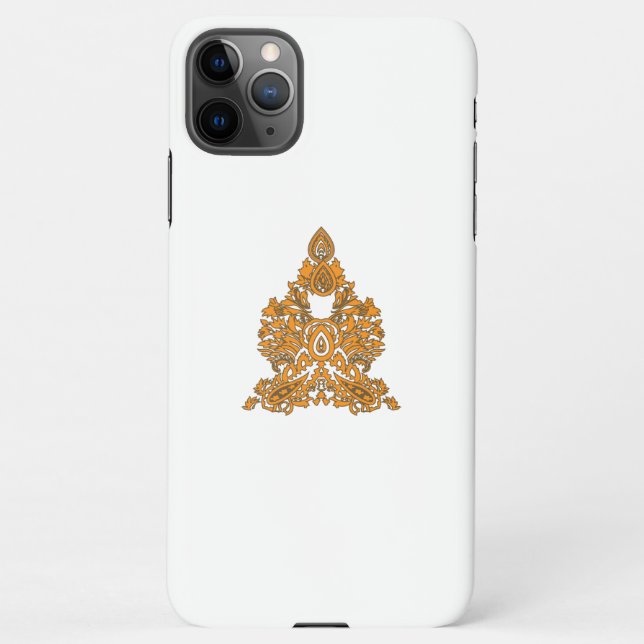 Funda Para iPhone Paisley Floral Art ・ Naranja Boho Decoración (Reverso)
