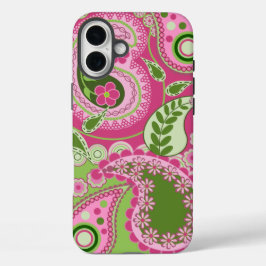 Funda para iPhone Paisley rosa y verde 16