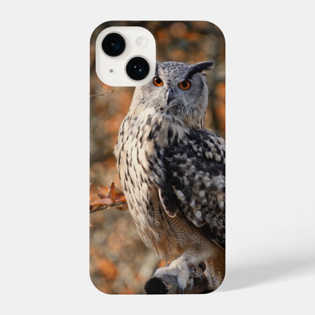 Funda Para iPhone pájaro, búho, pluma (Reverso )