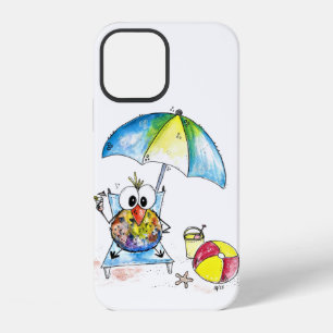 Funda Para iPhone 12 Pájaro Caprichoso y Lindo en la Playa