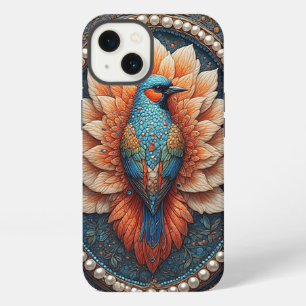 Pájaro dorado en marco decorativo ornamentado