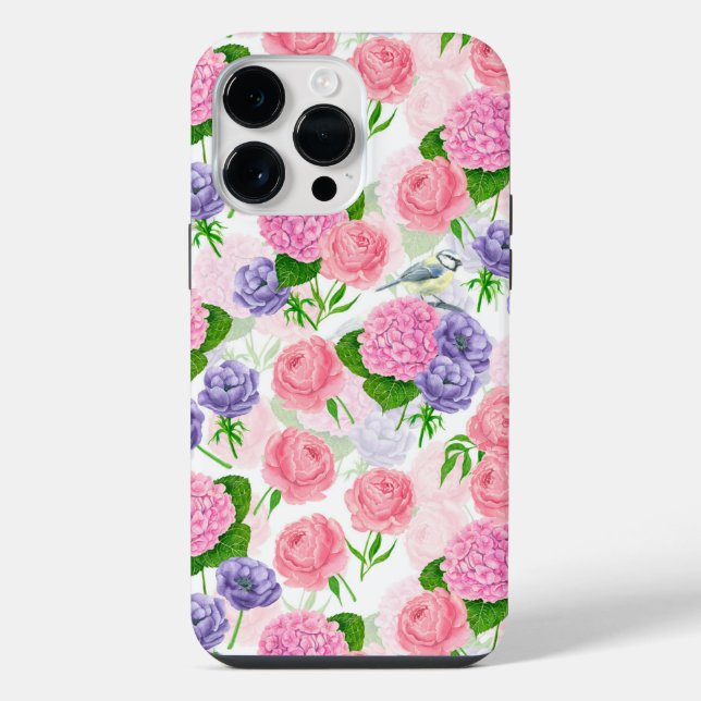 Funda Para iPhone Pájaro y flores (Reverso )
