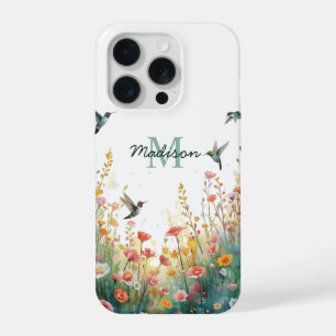 Pájaros de acuarela de primavera Monograma floral 