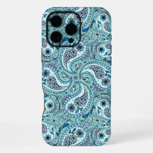 Funda Para iPhone 16 Pro Max Pájaros de cachemira en azul bebé
