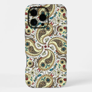 Funda Para iPhone 16 Pro Max Pájaros de paisley en amarillo/marrón y blanco