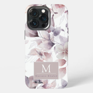 Funda Para iPhone 13 Pro Pájaros florales Ducha de bebé de naturaleza morad