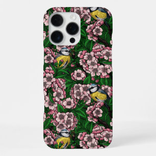 Funda Para iPhone 16 Pro Max Pájaros herrerillos azules en el cerezo en flor so