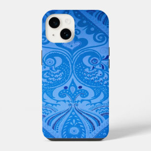 Funda Para iPhone 14 Pájaros Pavo Real Oriental Azul