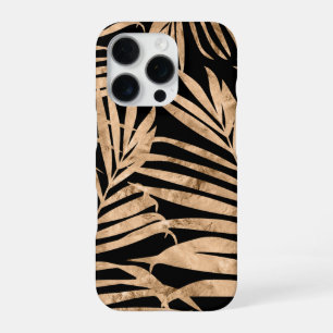 Funda Para iPhone 16 Pro Palma de Paraíso Hawaiano Tropical - Dorado y Negr