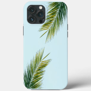 Funda Para iPhone 13 Pro Max Palma Tropical Verde en Azul Claro