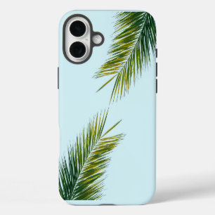 Funda Para iPhone 16 Plus Palma Tropical Verde en Azul Claro