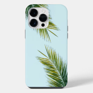 Funda Para iPhone 14 Pro Max Palma Tropical Verde en Azul Claro