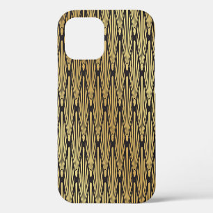 Funda Para iPhone 12 Palmas Art Deco: Oro Negro.