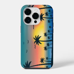 Funda Para iPhone 14 Pro Palmera de la playa al atardecer
