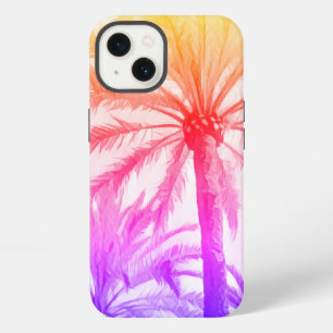 palmera tropical en ambiente retro neón de verano 