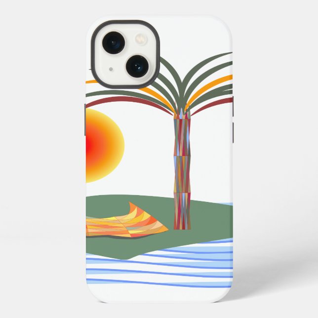 Funda Para iPhone Palmera Tropical, Sol, Olas (Reverso )