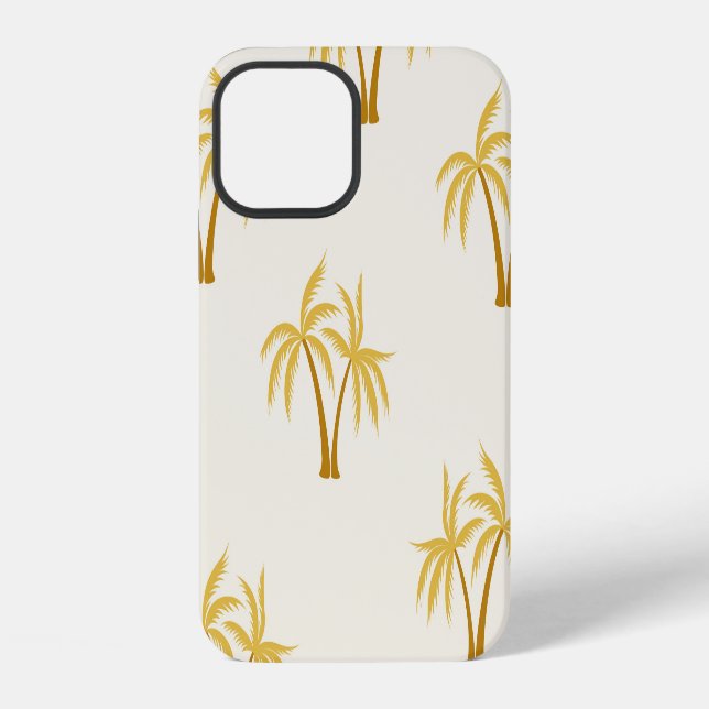 Funda Para iPhone Palmeras de oro: Textil tropical. (Reverso )
