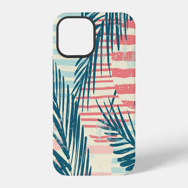 Funda Para iPhone Palmeras exóticas, texturas dibujadas a mano (Reverso )