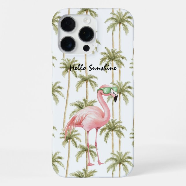 Funda Para iPhone Palmeras Flamingo Rosas (Reverso )