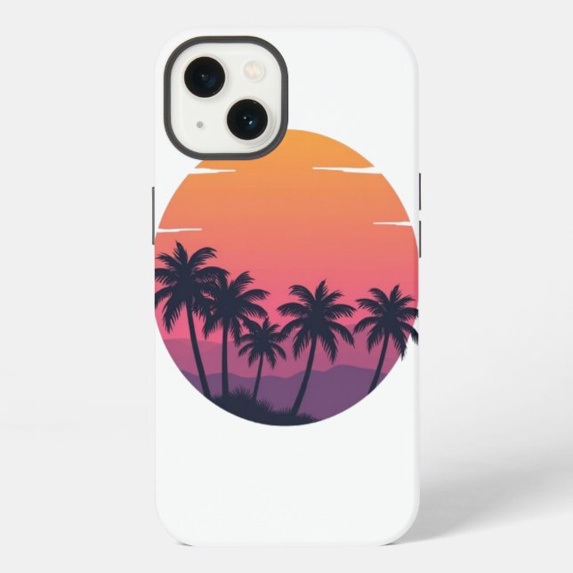 Funda Para iPhone Palmeras Retro Sunset (Reverso )