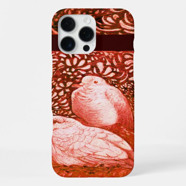 FUNDA PARA iPhone PALOMAS BLANCAS EN ROJO (Reverso )
