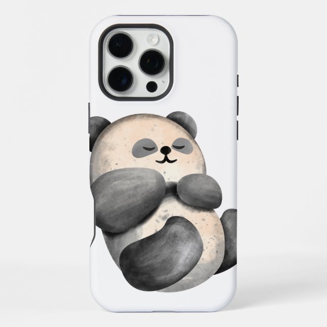 Funda Para iPhone Panda Acuarela Dormido Moderna (Reverso )