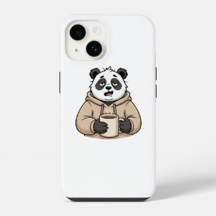 Funda Para iPhone 14 Panda Café Dibujo Animado Demasiado Cansado Para F