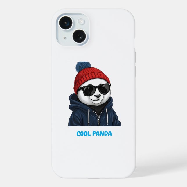 Funda Para iPhone  Panda Cool con Gafas y Gorro (Reverso )