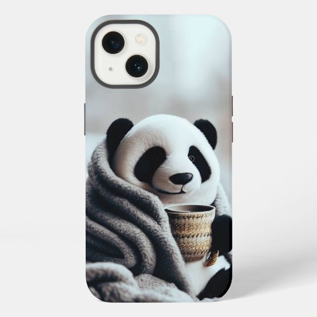 Funda Para iPhone Panda Envuelto En Invierno (Reverso )