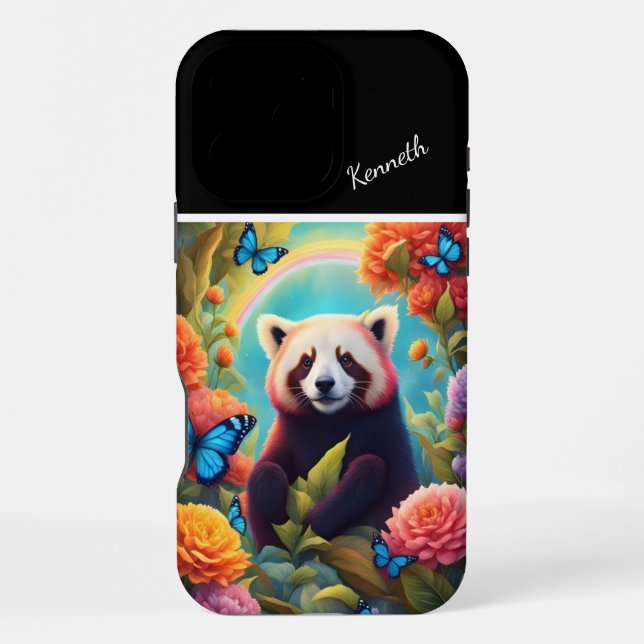 Funda Para iPhone Panda Rojo en Flor (Reverso )