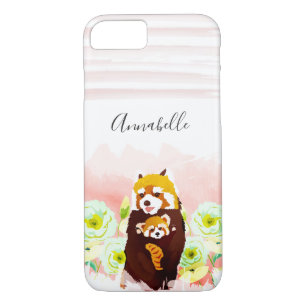 Funda para iPhone Panda Rojo Floral Rosa Personali