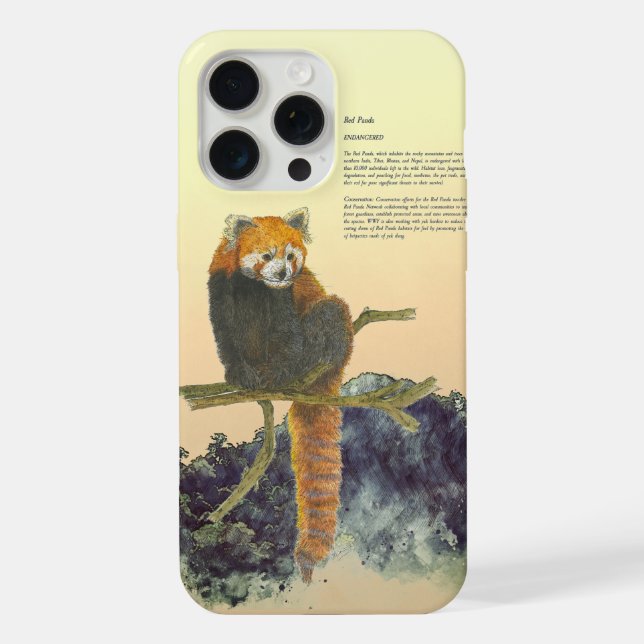 Funda Para iPhone Panda Rojo Lindo Pintado a Mano (Reverso )