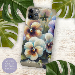 Funda Para iPhone 16 Pro Max Pansies Chic Clásicos Pintura Botánica de Arte Fin