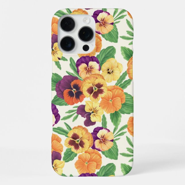 Funda Para iPhone Pansies en blanco roto (Reverso )