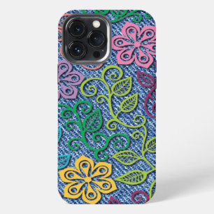 Funda Para iPhone 13 Pro Max Pantalones vaqueros azules con elegante patrón de 