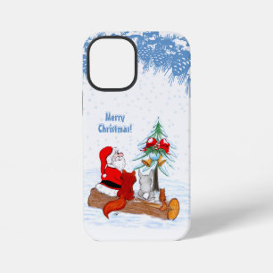 Funda Para iPhone 12 Mini Papá Noel con conejo zorro y ardilla