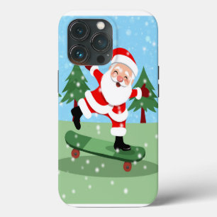 Funda Para iPhone 13 Pro Papá Noel en monopatín