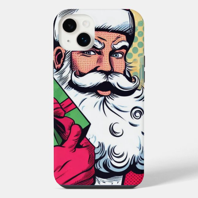 Funda Para iPhone Papá Noel/ Navidad de cómic (Reverso)